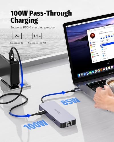 Enhance Your Digital Workflow with the Premium 6-Port USB-C Ethernet Hub – Unleash 10 Gbps Data Speeds, Stunning 4 K@60 Hz HDMI Output, and 100 W Power Delivery for Mac Book, Dell, Lenovo, i Phone 15 & Pro Max – Ideal for Professionals Seeking Seamless Connectivity and Versatile Performance!