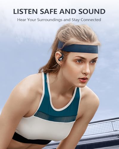 Kurdene Bluetooth 5.3 Open-Ear Sports Earbuds – Advanced Awareness-Enhancing Design with 60 Hours Playtime & Smart Charging Case – Ultra-Lightweight, Sweatproof Wireless Earphones for Active Lifestyles in Sleek Black Finish