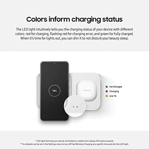 Samsung 15 W Ultra-Fast Wireless Charging Pad for Galaxy Devices – Sleek and Portable Cordless Charger with LED Status Light & USB-C Cable for Effortless Charging at Home or On-the-Go – Enhanced Compatibility in Elegant Grey