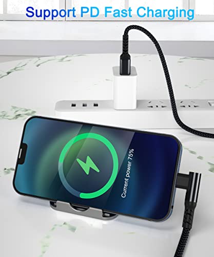 Basesailor 10 FT Right Angle i Phone Charger Cable – 90-Degree USB-C to Lightning Cord with USB A Adapter for Fast Charging – Perfect Compatibility with i Phone 14, 13 Pro Max, 12, 11, XS, XR, X, 8, 7, 6 Plus, 5 SE & i Pad 8, 9 – Enhanced Durability for Seamless Multitasking & Convenient Use