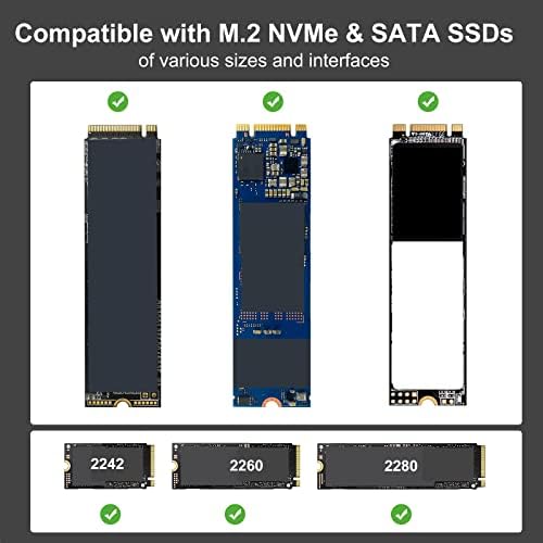 ANYOYO M.2 NVME SATA SSD Enclosure – Ultra-Fast USB 3.2 Gen 2 Adapter for 2242, 2260, 2280 M.2 SSDs with M-Key/M+B Support – Lightning Speed Data Transfer up to 10 Gbps, Plug & Play Convenience, UASP Compatibility, Durable Aluminum Design for Portable Storage Solutions
