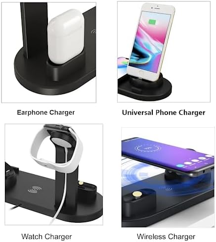 Ultimate 4-in-1 Wireless Charging Station for i Phone, Samsung Galaxy, Air Pods & Apple Watch – Sleek Black Design for Fast, Efficient Multi-Device Power Management and Clutter-Free Convenience