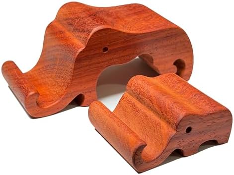 Elegant Natural Originally Handmade Creative Rosewood Cell Phone Stands Set, Elephants Mom and Babe, Portable Holder for Mobile Phones and Pads – Enhanced Compatibility and Speed