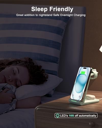 Revolutionize Your Charging Experience with the ADADPU 3-in-1 Wireless Charging Station for i Phone, Apple Watch, and Air Pods – Seamlessly Power Up Your i Phone 16 Pro Max, 15, 14, 13, 12, 11 Pro Max, XR, 8 Plus, and Watch Series 2-8 with Included 5 ft Cable and Adapter – Stylish, Space-Saving Design for Effortless Organization and Rapid Charging Efficiency