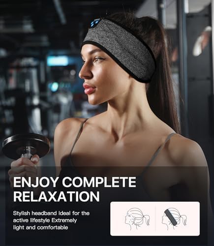 Transform Your Sleep and Workouts with Voerou Bluetooth Sleep Headband Headphones – Comfort-Driven Design, Superior HD Sound, Perfect for Insomnia Relief, Yoga, and Travel, Adjustable Fit with Long-Lasting Battery Life for Seamless Audio Enjoyment
