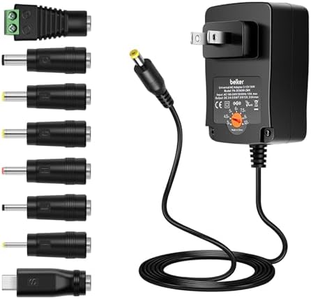Versatile 36 W Adjustable Voltage AC/DC Power Adapter – Multi-Device Charger for LED Lights, Smartphones, and Electronics – Enhanced 1 A to 3 A Output for Quick Compatibility and Reliable Performance – Ideal for Home, Office, and Travel Use
