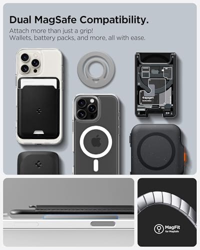 Experience Ultimate Grip with Spigen Dual Pop Mag Fit Phone Holder – Premium Magnetic Silicone Mount for i Phone 16/15/14/13/12 Series – Sleek Gray Design for Enhanced Stability and Comfort on the Move.