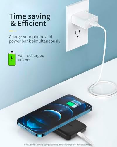 T-CORE 10000 m Ah Magnetic Power Bank – Ultra-Compact Wireless Charger with 20 W Fast Charging for i Phone 15/14/13/12 Series – Includes USB-C Cable, Perfect for Mag Safe Cases and On-the-Go Charging Solutions