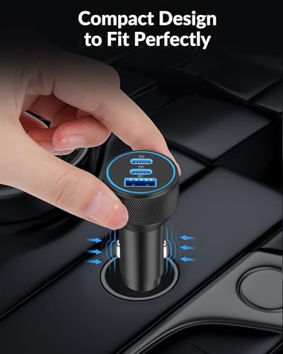 Premium 3-Port 67 W USB-C Car Charger for i Phone 16 & 15 – Dual Pack Fast Charging Adapter with Two 3 FT Cables – Multi-Device Compatibility for i Pads & Air Pods – Compact, Durable Design for Road Trips & Daily Commutes
