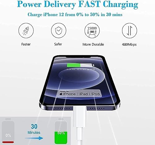 Veetone 20 W Dual USB-C Fast Charger Set with 6 FT Lightning Cables – MFi Certified Power Delivery for i Phone 14/13/12/11 Pro & i Pad – Optimal Charging Solution for Home and Travel – Enhanced Compatibility & Speed