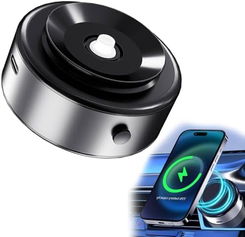 Silver Magnetic Wireless Car Charger & Phone Mount – Versatile Fast Charging Holder with Strong Vacuum Suction for Cars, Gyms, & Showers – Effortless Device Alignment & Clutter-Free Experience
