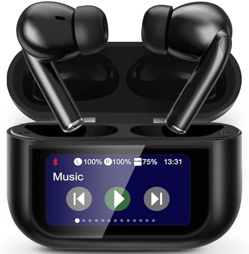 Advanced Touchscreen Bluetooth 5.4 Earbuds | Ultimate Wireless Smart Headphones with 40-Hour Battery Life | Exceptional ANC & ENC Noise Cancellation for Unmatched Audio Clarity | Intuitive Touch Controls for Seamless i OS & Android Integration | Sleek Black Design for Everyday Versatility and Comfort