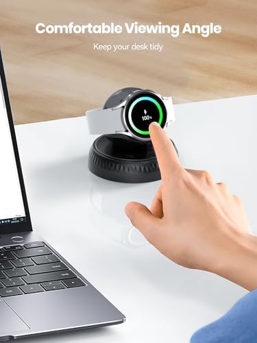 NEWDERY Galaxy Watch 7 Retractable Wireless Charger Stand – Fast Magnetic Charging Solution with USB-C Cable & USB A Adapter – Compatible with Samsung Smartwatches 6 Classic, 5 Pro, 4, 3, Active 2, 1 – Sleek Design for Home and Office Efficiency – Ultimate Smartwatch Charging Dock