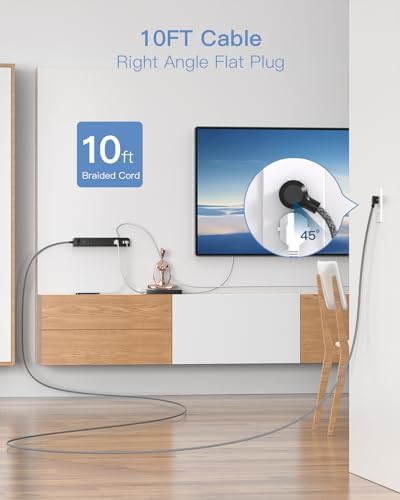 15 ft Heavy-Duty Extension Cord with Surge Protection | 8 AC Outlets & 3 Fast USB Ports | Flat Plug Wall Mount Power Strip for Home & Office | ETL Certified Charging Station for Safe, Efficient Device Management