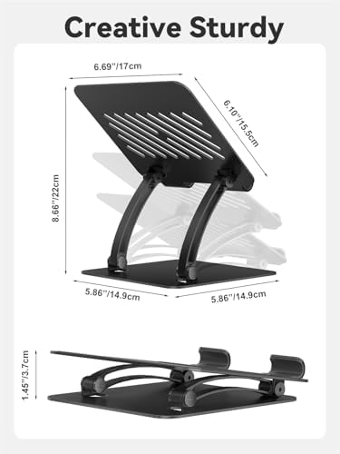 Tounee Aluminum Tablet Holder Stand – Dual Rod Adjustable Mount for Tablets, Kindles & Monitors (4.7″-16.5″) – Portable & Durable Desktop Accessory for Enhanced Viewing Comfort and Productivity