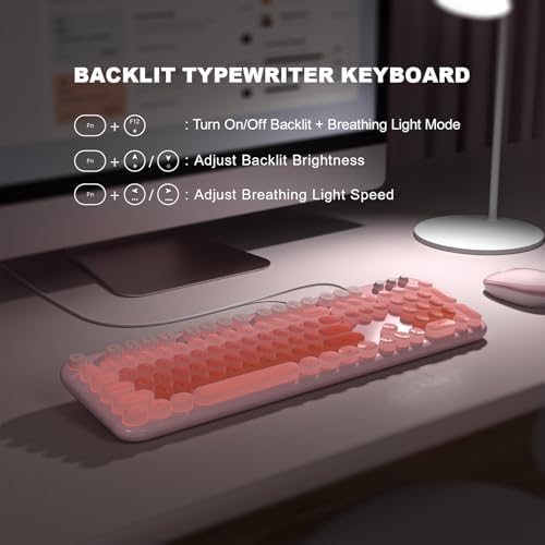 Illuminate Your Workspace with the Large Print Backlit Keyboard – Ergonomic USB Wired Multimedia Keyboard with Rainbow LED Lighting for Enhanced Comfort and Visibility on Windows PCs & Laptops