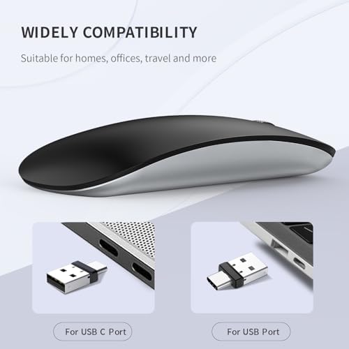 Elevate Your Computing with the Uiosmuph G11 Wireless Mouse – Stylish Purple Slim Design, USB C Rechargeable & Silent Click Technology for Effortless Precision and Comfort on Laptop, Mac, and PC