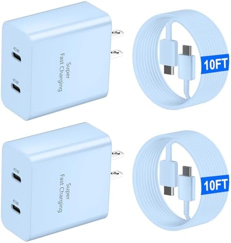 25 W Ultra-Fast USB-C Charger Block with 6.6 FT Type-C Cable for Samsung Galaxy S25/S24/S23/S22/S21/S20 & Note Series – High-Speed Charging Solution for Android Devices with Safety Features and Compact Design