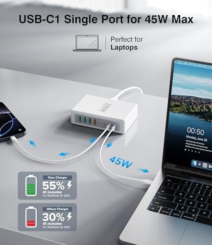 Revolutionize Your Device Charging with the 210 W Ga N III 8-Port USB C Hub – Lightning-Fast PD 45 W Power Delivery for Mac Book Air, i Phone 16/15/14/13/12 Pro Max, Samsung Galaxy S25/24 Ultra & More – Ultimate Efficiency for Home and Travel Needs