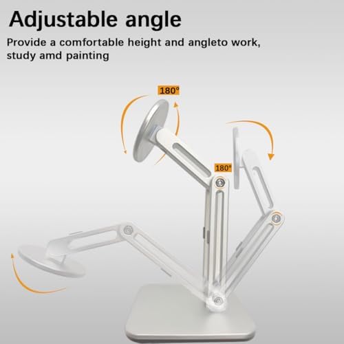 Magnetic Phone Stand for Desk, Heightened Adjustable Foldable, Compatible with iPhone 16/15/14/13/12 All Series/Mag-Safe Case (Silver) – Enhanced Compatibility and Speed