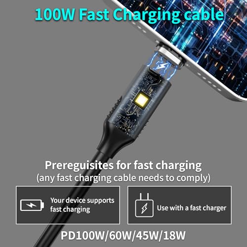 Ultimate 100 W Thunderbolt 3 Magnetic Cable – 5 FT for Rapid Charging & 20 Gbps Data Transfer | 4 K Video Output Compatible with Mac Book, i Pad Pro, e GPUs, SSDs & More | Enhanced Durability & Versatile Connectivity Solutions