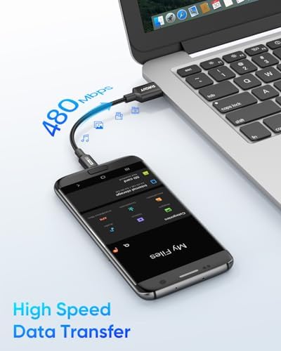 SUNGUY Micro USB Cable 1.5FT, [10-Pack] Short Braided USB 2.0 Micro Android Charger Fast Charging & Data Sync Cord Compatible with Samsung Galaxy S6 S7 Edge Note 5, Tab 4, PS4, Kindle and More – Enhanced Compatibility and Speed