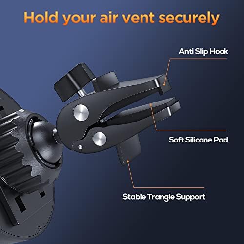 Ultimate IPOW Magnetic Car Phone Mount – Upgraded Alligator Clip Design for Unmatched Stability | Strong Magnet for i Phone 14, 13, 12 Pro Max & Samsung Galaxy | Universal Smartphone Compatibility | Effortless One-Handed Operation & Adjustable Vent Clip for Enhanced Viewing Experience