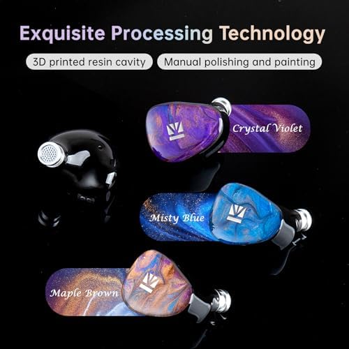 KBEAR KB02 Vibrant Resin Bone Conduction Earbuds – High-Performance In-Ear Monitors for Musicians, Ergonomically Designed with Dynamic Driver Technology, 2 Pin 4 N OFC Cable, and 3.5 mm Compatibility for Superior Sound Clarity and Extended Comfort