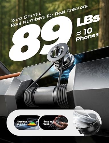 LISEN Premium 360° Adjustable Suction Cup Phone Holder – Versatile Vacuum Magnetic Mount for i Phone 12-16 Pro Max with Enhanced Mag Safe Compatibility, Foldable Design for Effortless Car and Mirror Use, Ultimate Stability on Smooth Surfaces for Safe Driving and Easy Navigation