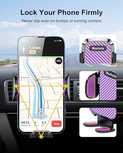 Universal Car Vent Phone Mount – Effortless Hands-Free Smartphone Holder for All Devices | Secure Clip Design Ensures Stability While Keeping Air Vents Clear | Quick Installation & Sleek Look for i Phone, Samsung, and More | Elevate Your Driving Experience with Safe Navigation and Comfort