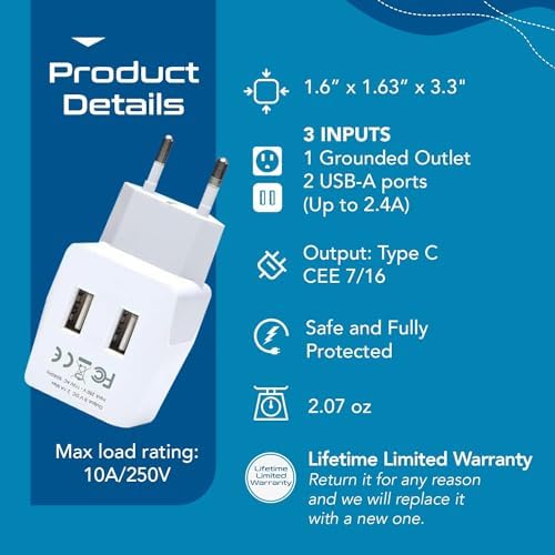 Compact Dual USB Travel Adapter for Effortless Charging in Australia, New Zealand, and China – Essential Type I Plug for Phones, Tablets, and Cameras – Quick Charge Capability with Universal Compatibility for Hassle-Free Global Adventures