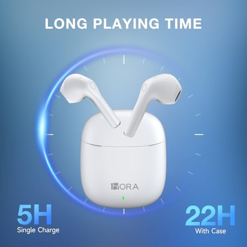 Premium Wireless Earbuds with Bluetooth 5.3 – 1 Hora Sports Headphones Offering Deep Bass Sound and Extended Battery Life, Ergonomic In-Ear Design for Active Lifestyles – Compatible with i Phone, Android, Tablets, and Laptops – Superior Audio Experience in a Compact Charging Case