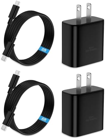 Ultra-Fast 45 W USB-C Charger and 6 FT Cable for Samsung Galaxy Devices – Rapid Charging for S25 Ultra, S24, S23, and More – Compact, Safe, and Versatile Power Solution for On-the-Go Users
