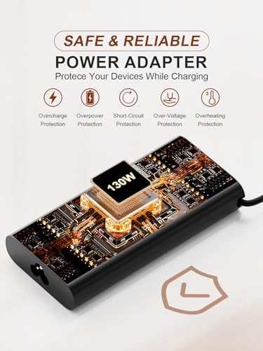 130 W USB-C Laptop Charger for Dell XPS, Precision, Latitude & Alienware Models – High-Speed Power Adapter with Durable Nylon Braided Cable and Safety Certifications – Ideal for Home, Office & Travel Use – Efficient Dual Charging with LED Indicator and Cable Management Strap – Compatible with Dell 90 W & 65 W Chargers – Over Voltage, Temperature & Short Circuit Protection Included