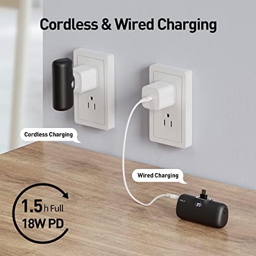 Compact i WALK 4,800 m Ah Portable Charger – High-Speed 18 W PD Power Bank with Built-in USB-C for Seamless Charging of i Phone 15/16/Pro/Max & Samsung Galaxy S25/S24/S23 – Ideal Travel Companion for On-the-Go Power Solutions