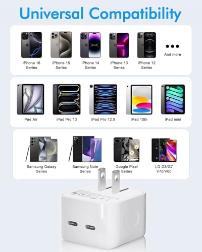 Universal 30 W USB-C Fast Charging Adapter with 6 ft Type C Cable – Optimized for Google Pixel 8/7/6/5 Series, i Phone 15/Pro/Pro Max, and Galaxy S25/S24/S23 – Compact Wall Charger for Effortless Power Delivery and Enhanced Device Compatibility