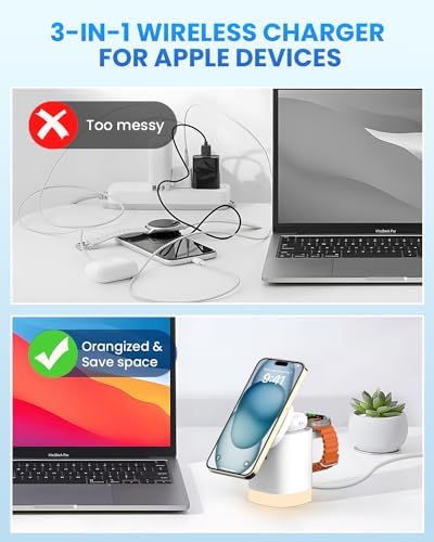 Travel-Ready Joy Geek 3-in-1 Wireless Charging Station – Fast Mag-Safe Charger for i Phone 16-12 Series, Apple Watch Series 10-2, and Air Pods Pro – Ultimate Compatibility and Speed for On-the-Go Lifestyle