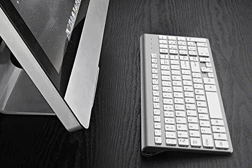 Sleek JOYACCESS J Wireless Keyboard – Ultra-Compact 2.4 G Slim Design with Numeric Keypad for Effortless Typing on Laptops, Mac Book Air, and PCs – Elegant Silver & White Finish for Modern Workspaces – Perfect for Professionals and Students Seeking Enhanced Productivity