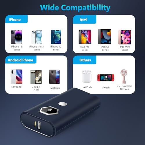 Miady 30 W Fast Charging Power Bank – 20,000 m Ah Portable Charger with Integrated USB-C Cable and LED Battery Indicator for i Phone 16/15/14/13, Galaxy, Android, and i Pad – Ultimate On-the-Go Power Solution for All Your Devices