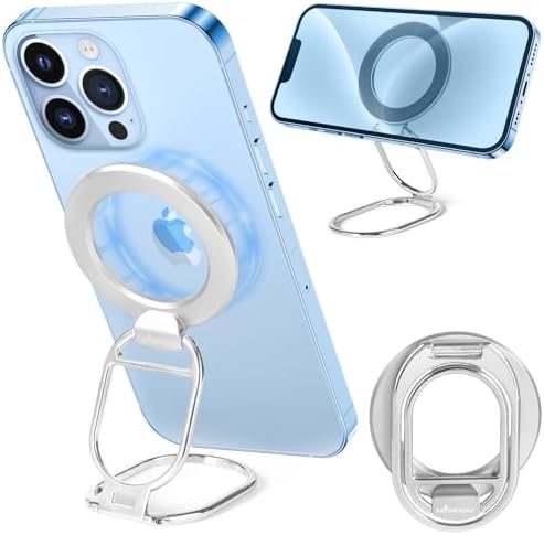 Revolutionary MINDSKY Mag-Safe Phone Grip & Stand for i Phone 12/13/14/15 Series – 360° Dual-Arm Adjustable Kickstand with Superior Magnetic Support – Lightweight, Durable Design for Enhanced Drop Protection – Effortless Hands-Free Use & Easy Wireless Charging Compatibility