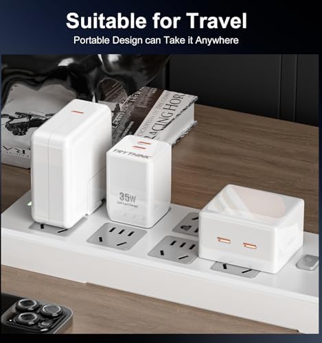 TRYTHINK 35 W Dual-Port USB-C Fast Charger – Compact Ga N Power Adapter for i Phone 15 & Pixel Series – Essential 2-Pack Travel Charger for Rapid, Reliable Charging Solutions