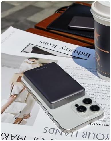 Ultra-Slim 10,000 m Ah Mag Safe Power Bank – High-Speed Wireless Charger with Advanced Heat Management, Robust Magnetic Adhesion, and Premium Metal Finish for i Phone 16/15/14/13/12 – Travel-Optimized, Safe Charging Solution with 20 W Wired & 15 W Wireless Capabilities