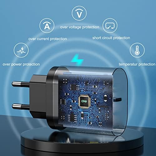 25 W European USB Type C Fast Charger with 6.6 ft Cable – Ideal for Samsung Galaxy & i Phone – Compact Travel Adapter with PD/PPS Technology for High-Speed Charging Across Europe – Universal Compatibility for Quick Power Solutions