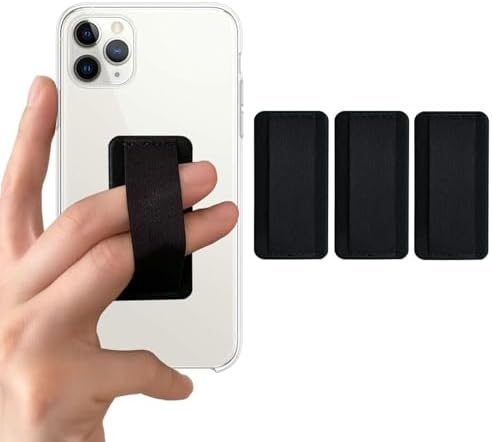 Universal Ergonomic Phone Grip Holder for One-Handed Control – Wireless Charging Compatible Finger Strap – 3-Pack of Durable Smartphone Accessories in Stylish Black – Perfect for Active Lifestyles & Effortless Multitasking
