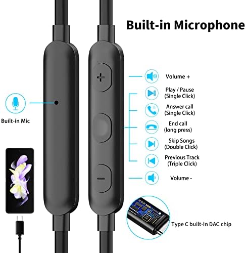 Revolutionary Noise-Canceling USB C Earbuds for i Phone 16 & Galaxy Z Flip Fold 6 – Advanced Wired Headphones Featuring Magnetic In-Ear Design & Integrated Mic for Superior Call Clarity – Universal Compatibility with i Pad, One Plus, Samsung, and Pixel – Exceptional Audio Performance for Music Lovers & Gamers on the Move