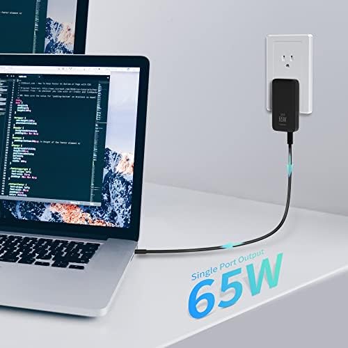 Experience Unmatched Charging Efficiency with the 65 W Ga N Dual-Port USB-C Charger – Foldable Travel Adapter with PD3.0 & PPS Technology, Ideal for Mac Book, i Pad Pro, i Phone, Galaxy S22 & More – Includes 3.28 ft 100 W Cable in Sleek Black for Ultimate Compatibility and Speed Optimization.