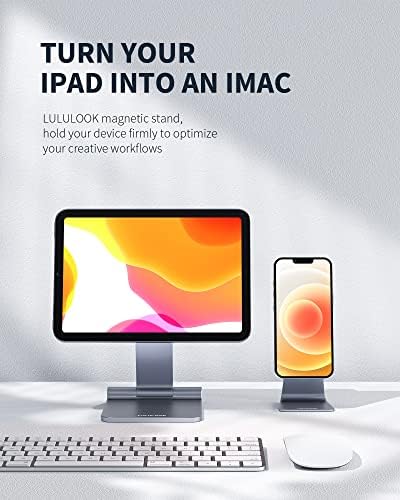 Transform Your i Pad Mini 6 (2021) Experience with LULULOOK Magnetic Stand – Ergonomic Aluminum Holder for Optimal Viewing & Drawing, Adjustable Height & Angle, Lightweight Design for Easy Portability and Versatile Portrait/Landscape Use