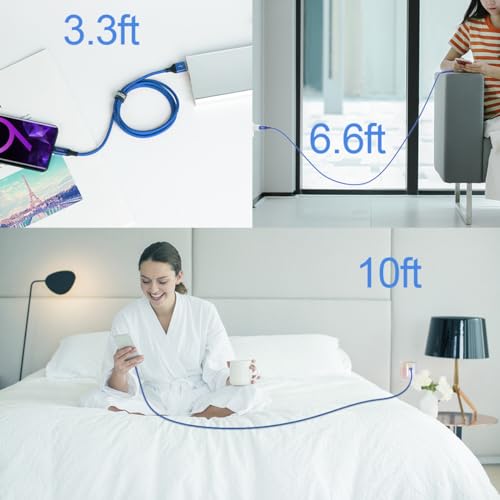 High-Speed USB Type C Cable 3-Pack – Durable Nylon Braided Charger for i Phone 16, Galaxy S24 & PS5 – Versatile 10 ft, 6.6 ft, 3.3 ft Lengths for Rapid Charging and Data Transfer – Enhanced Compatibility for All Modern Devices