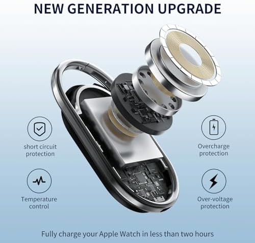 Compact Magnetic Power Bank for Apple Watch – Yo Fe W 1200 m Ah Portable Charger, Fast Wireless Charging Keychain for i Watch Series 9/8/7/6/5/4/3/2/SE/Ultra (Black) – Ultimate Travel Essential for Effortless Power Management