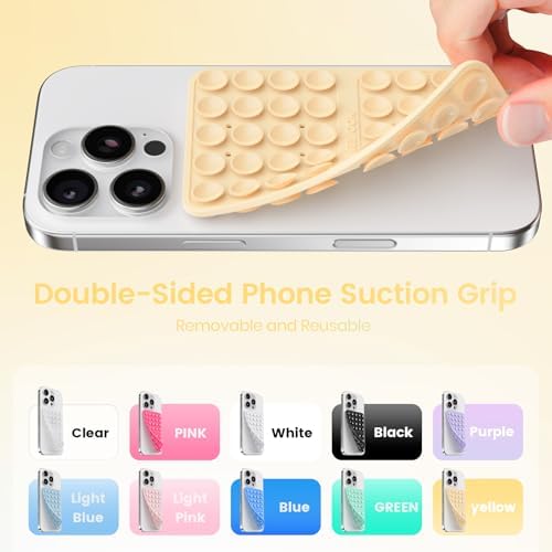 Klearlook 4-Pack Silicone Suction Cup Phone Mount – Creative Hands-Free Phone Grip for Stunning Selfies & Videos in Clear, Light Pink, Hot Pink, and Lavender – Innovative Double-Sided Suction Technology for Wide Compatibility – Premium Durable Design for Effortless Content Creation and Easy Maintenance